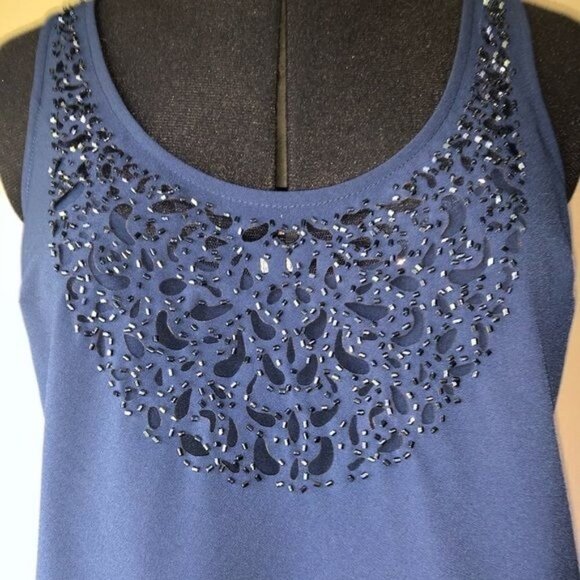 Guess Navy Indigo Blue, Simple Beaded Shift Sz S - Picture 2 of 9